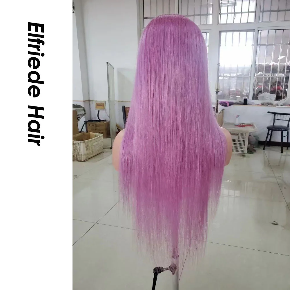 Elfriede #Light Purple Lace Front Wigs 13X4 13x6 Bone Straight Remy Human Hair Lace Frontal Colored Wig 100% Brazilian For Women