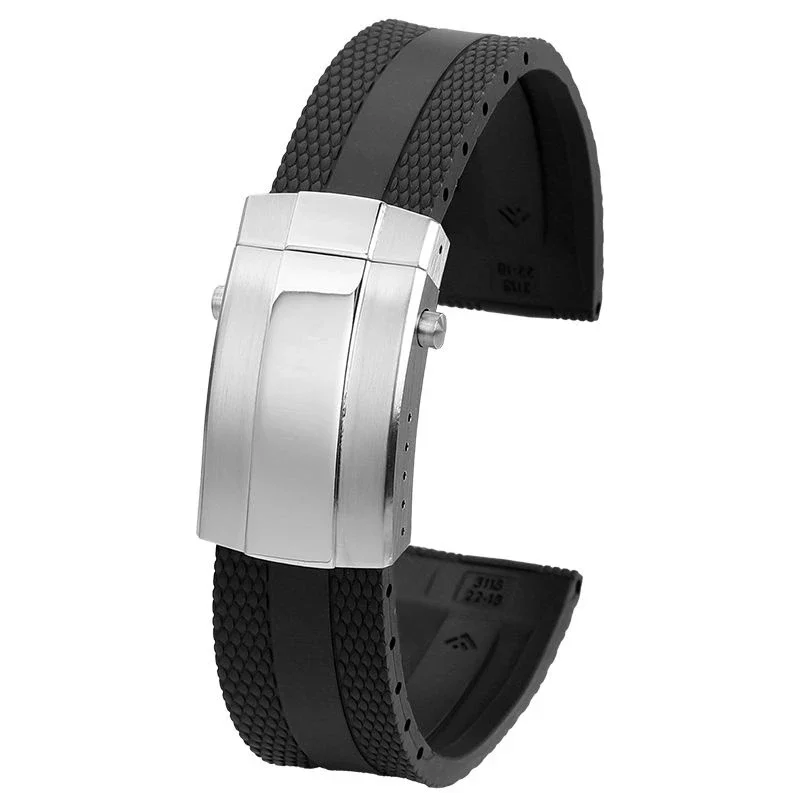 For Breitling Soft Rubber Waterproof Strap 22x18mm New Super Ocean Navigator/Avenger A17376211 Folding Buckle Watchband 22mm