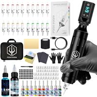Tattoo Kit POSEIDON V6 Black Tattoo Pen Kit For Permanent Makeup Tattoo Machine Kit Wireless Tattoo Power Supply Tattoo Gun Kit
