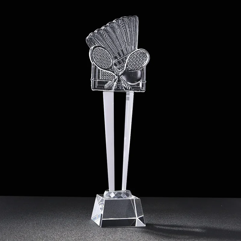Personalized DIY Custom Badminton Trophy Badminton Model Crystal Award Cup for Badminton Match Souvenir Prizes Home Decoration