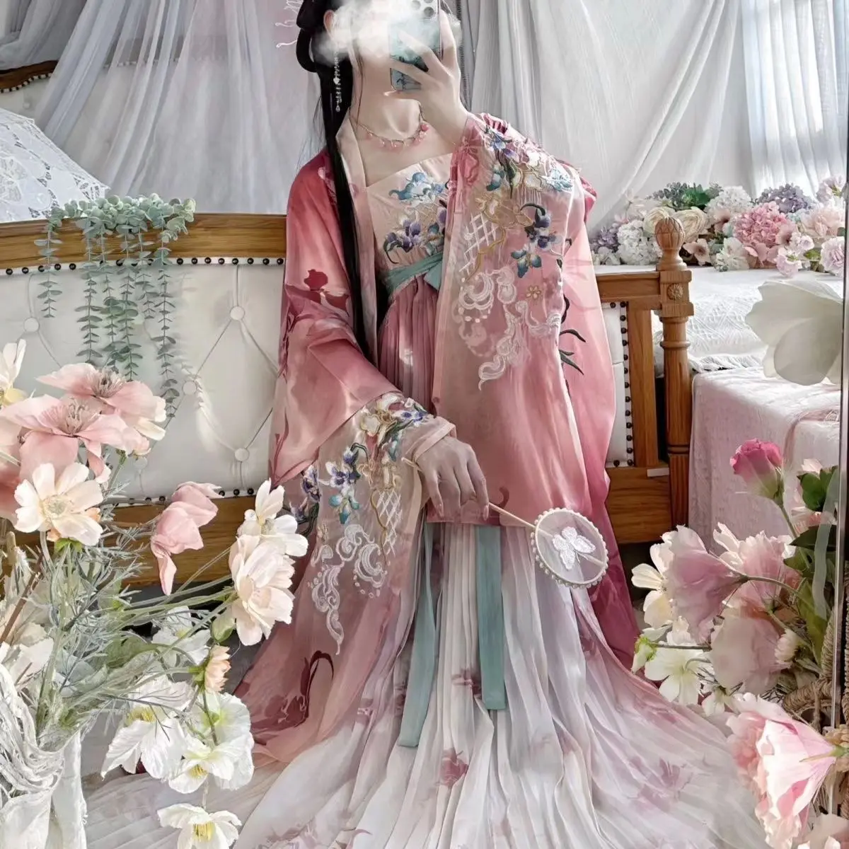 Hanfu Heavy Industry Embroidered Long Sleeved Shirt Hezi Skirt Chinese Style Cosplay Costume Hanfu Suit