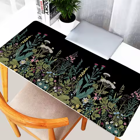Night Garden Mouse Pad Gaming Pc Accessories Laptop Computer Speed Mini Pc Gamer Keyboard Desk Mat Flowers Grass Mousepad Gift