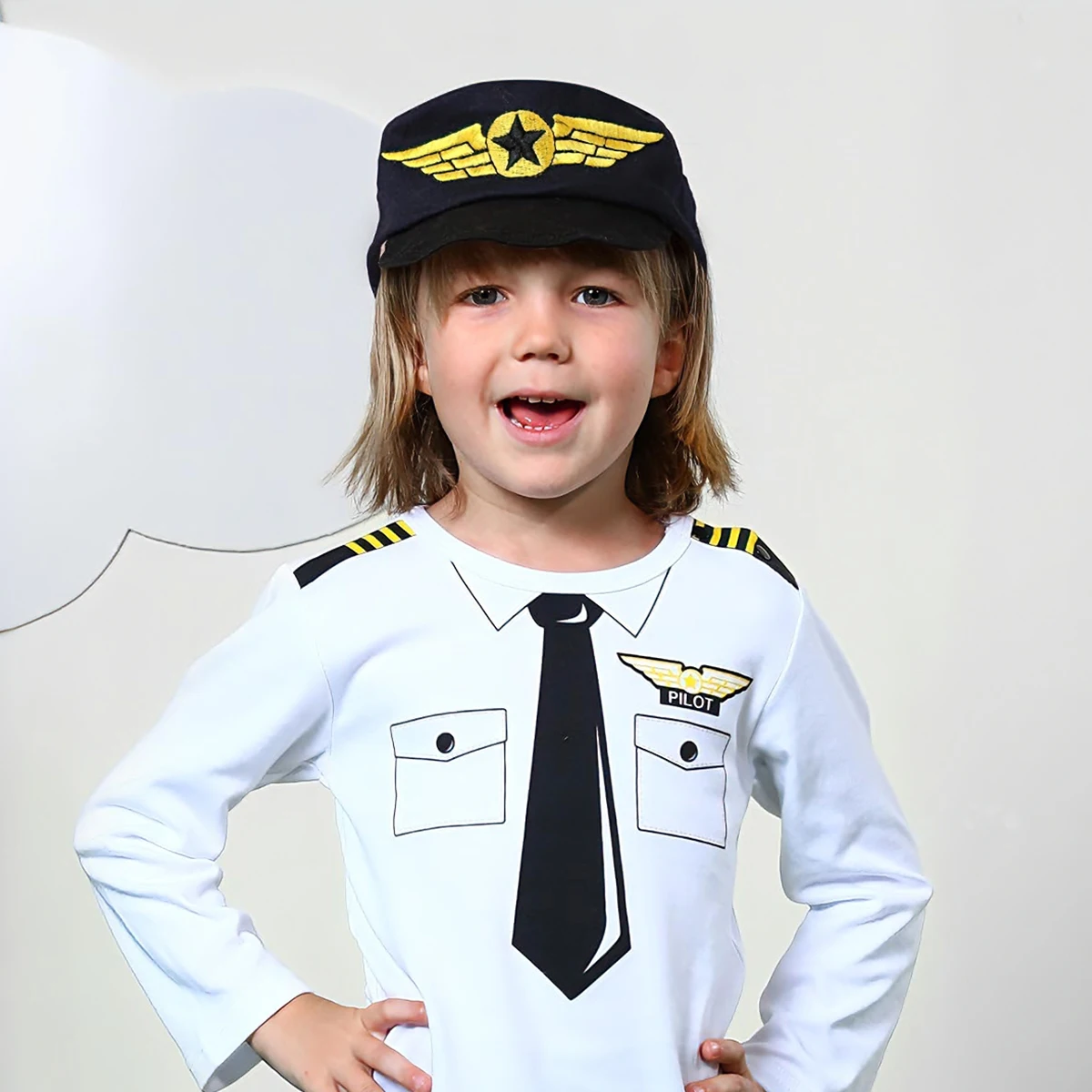 Bebê meninos piloto chapéu capitão da polícia cosplay traje adereços carnaval halloween boné infantil novidade festa de aniversário presente 6-18 meses