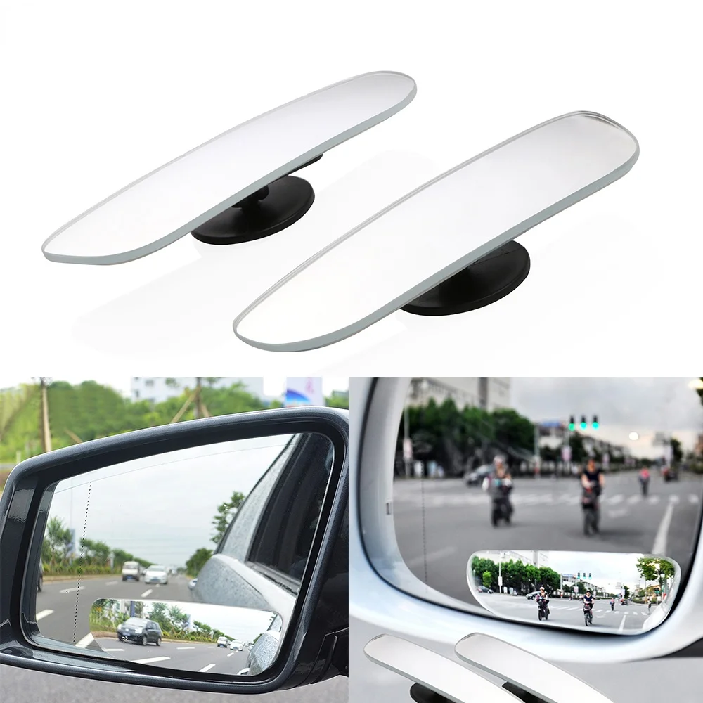 2pcs Car Mirror 360 Degree Wide Angle Convex Blind Spot Mirror Parking Auto Motorcycle Rear View Adjustable Mirror Accessories