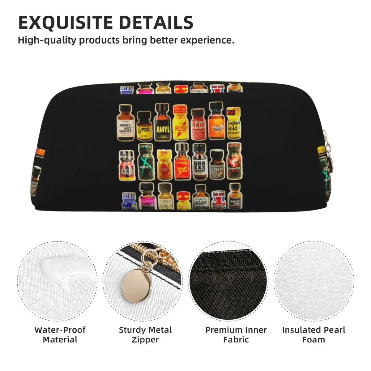 Poppers Bottles Gay Rush Jungle Juice Amyl Inhaler Pencil Case Pen Holder Big Capacity Pen Box Pencil Bag for Studen School view 4