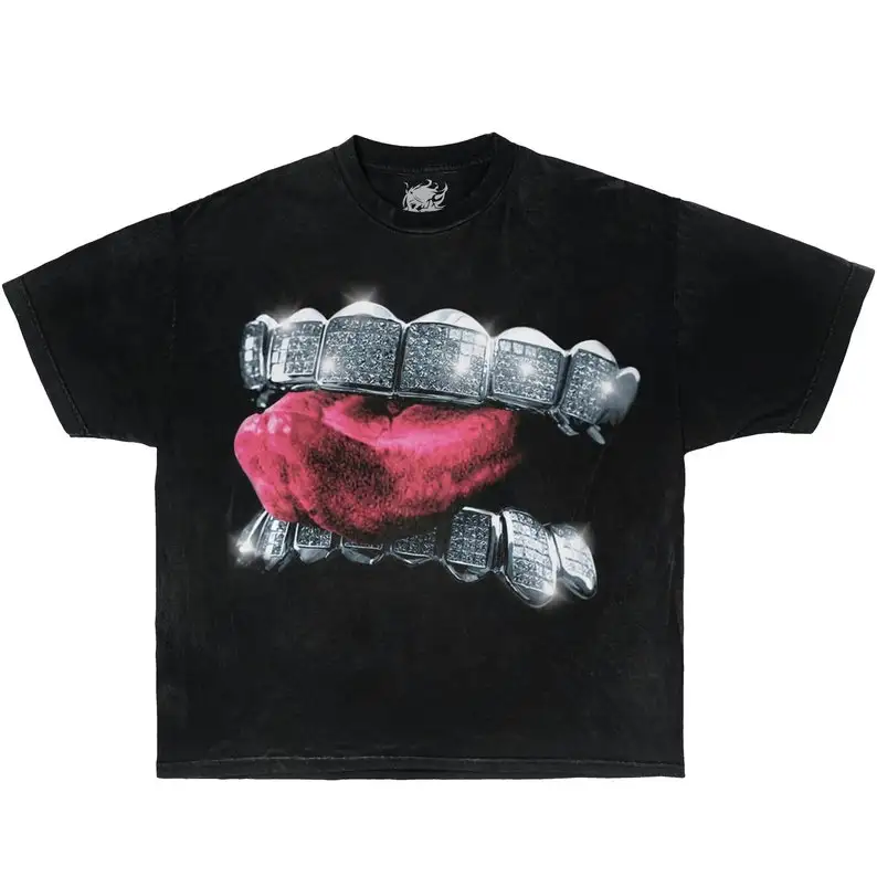 GRILLZ TEE , Goth, Y2K, Fashion, Streetwear, men, women, unisex, cotton, short sleeve, graphic, screen print, crew neck, opium,