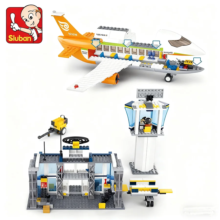 678 قطعة SLUBAN 0367 طائرة المدينة الدولية للطيران مطار اللبنات الأطفال ألعاب الطوب التعليمية هدايا عيد الميلاد #6