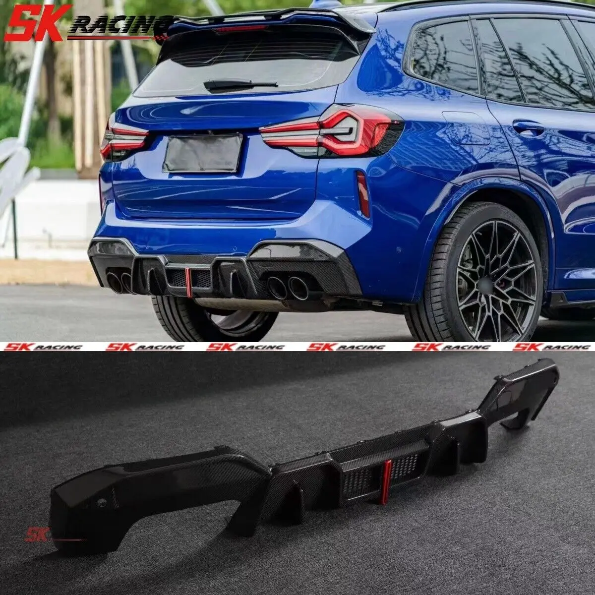 

Fits BMW X3M F97 2022-2023 Dry Carbon Fiber Rear Lip Bumper Diffuser Body Kits