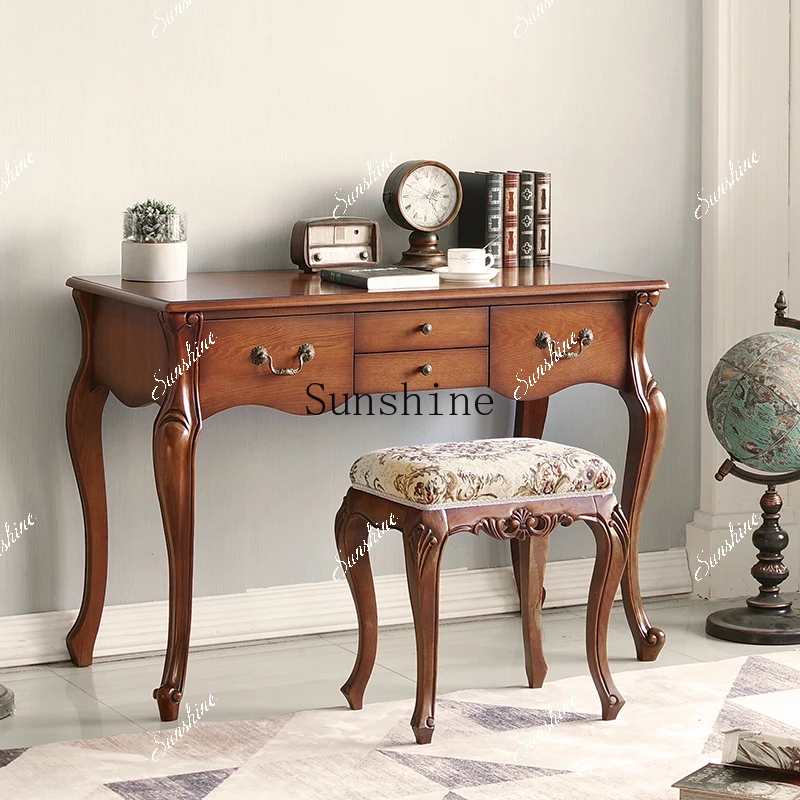 

American country retro classic solid wood desk rack combination style computer writing desk table home learning FT