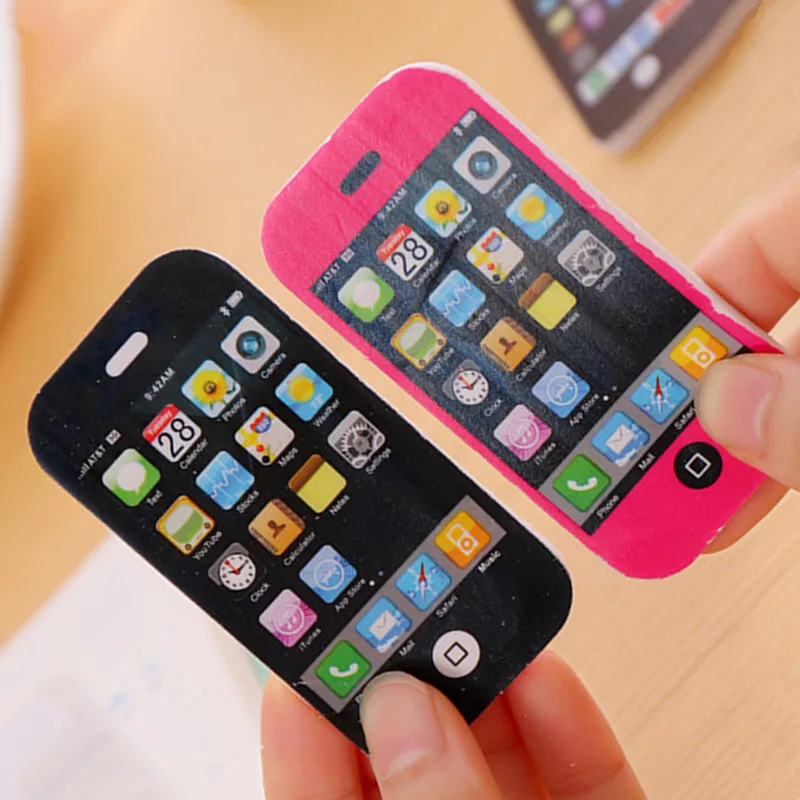 2pc Novelty Kawaii Mobile Phone Eraser Creative Stationery Office School Supply Writing Rubber Clean Tool Children Gifts