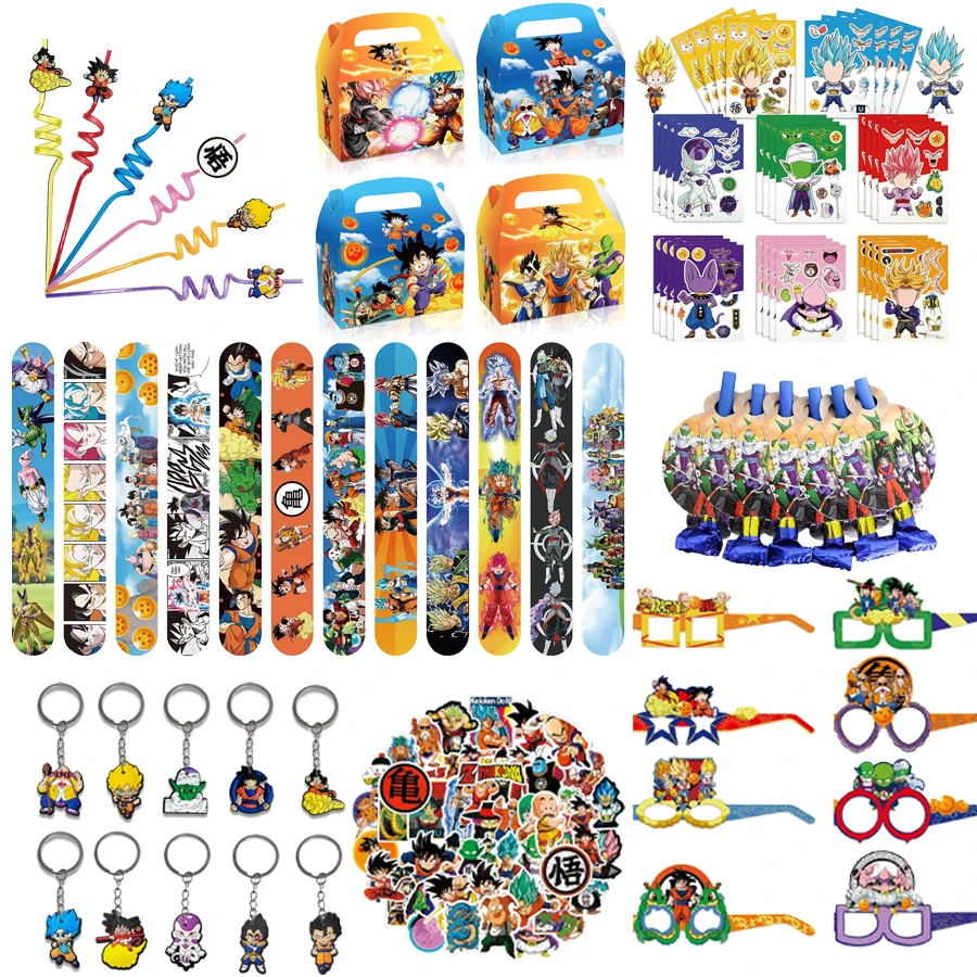 

Goku Dragon Ball Birthday Party Favors Gifts Stickers Paper Glasses Toys Souvenirs Decoration Keychain Gift Bag Fillers Supplies