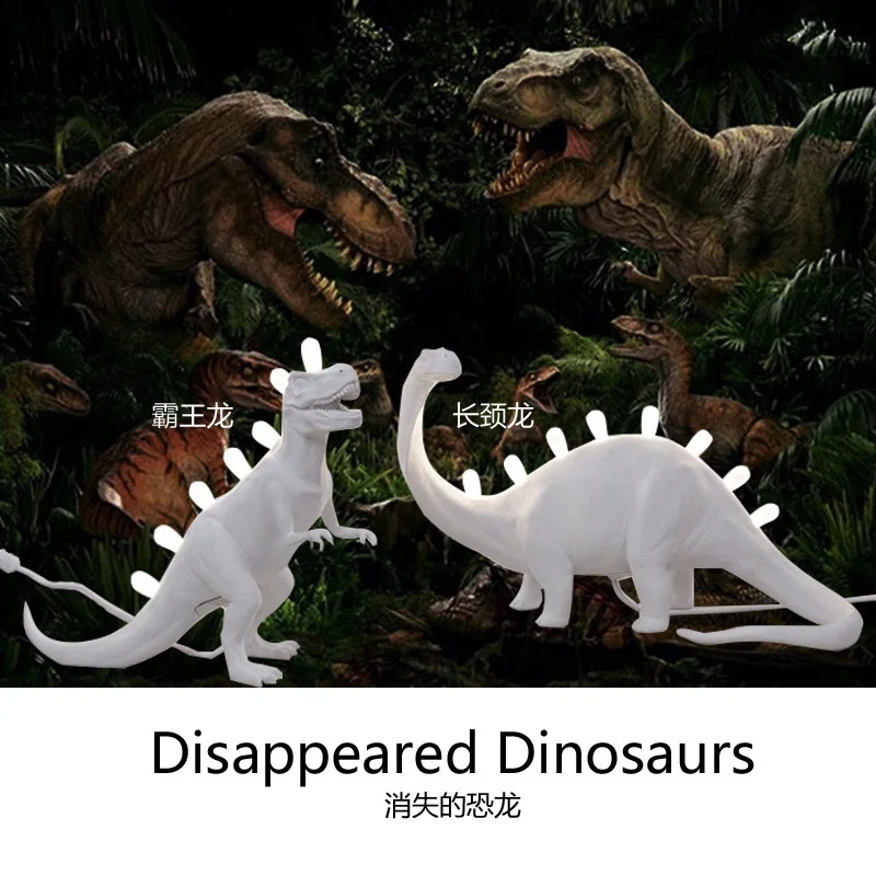 JURASSIC Dinosaur Table Lamps for Bedroom Resin Brontosaurus T-Rex Led Desk Lamp Luminaire Home art Decor Light Fixtures