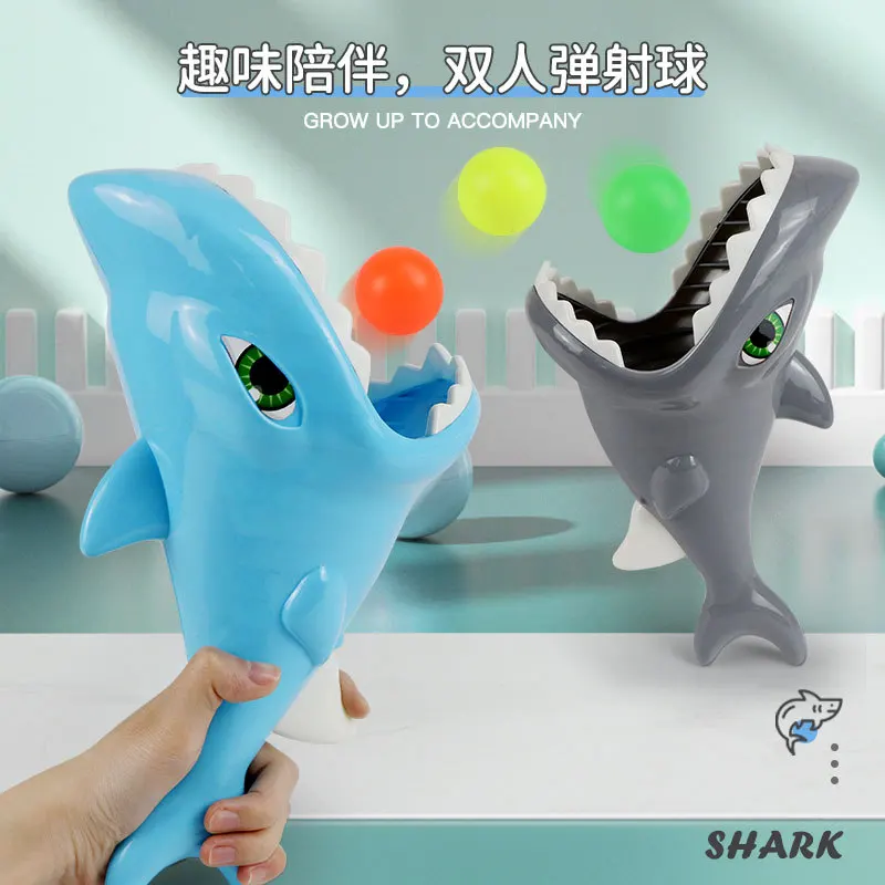 Kids Shark Shape Toss And Catch Ball Set Two Player Interactive Throwing Catching Game Toy For Boys Girls