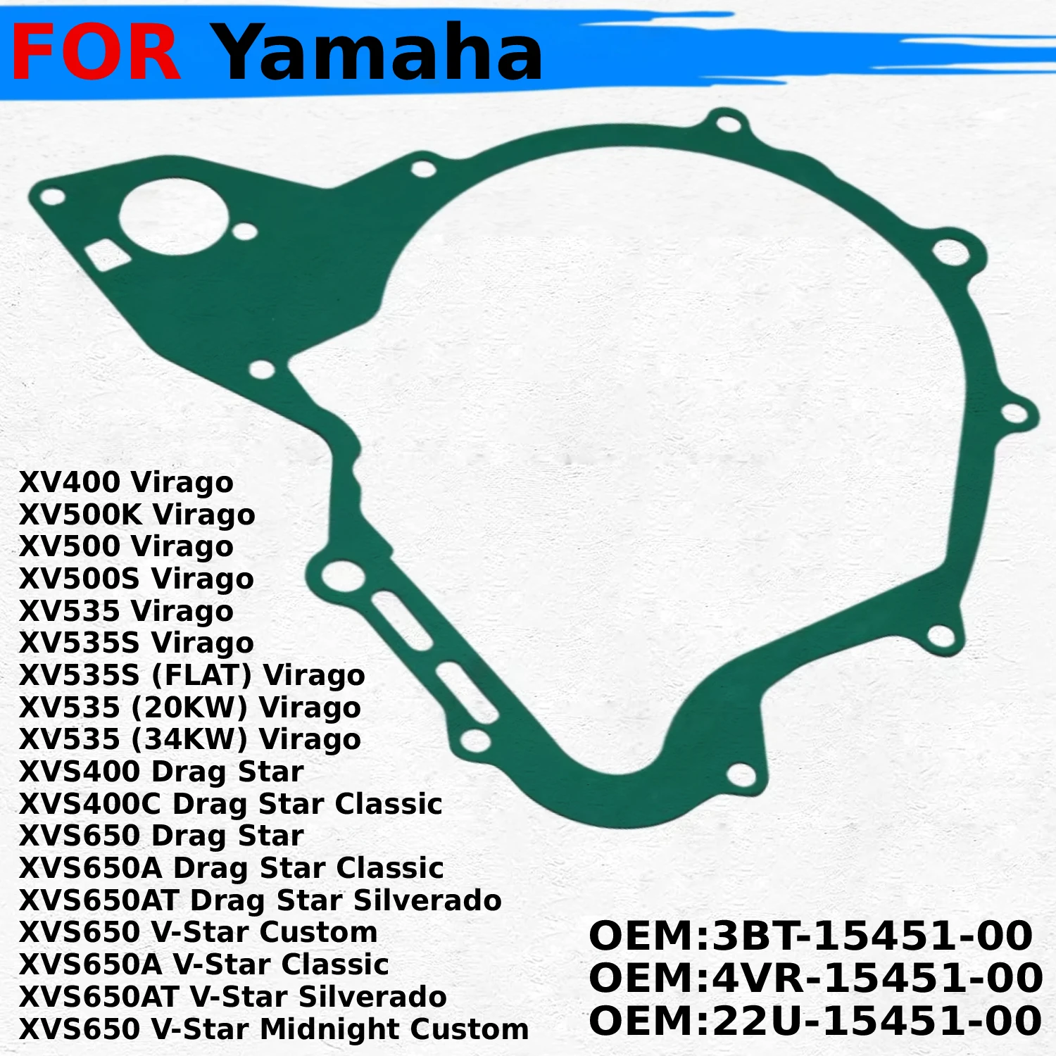 

Motorcycle Gasket Generator Cover For Yamaha XV400 Virago XV500K XV500 XV500S XV535 Virago 3BT-15451-00 4VR-15451-00 22U-15451-0