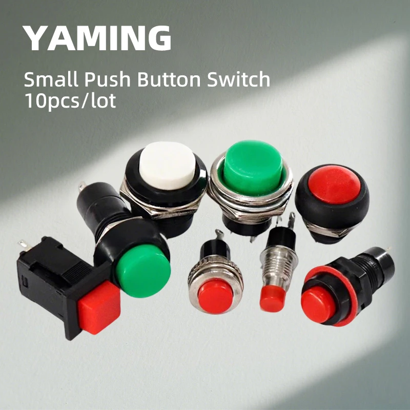 10pcs/lot Small Push Button Switch DS-211 Round 6/10/12/16mm Self-Locking 213 Momentary 212 PBS-11 R13-507