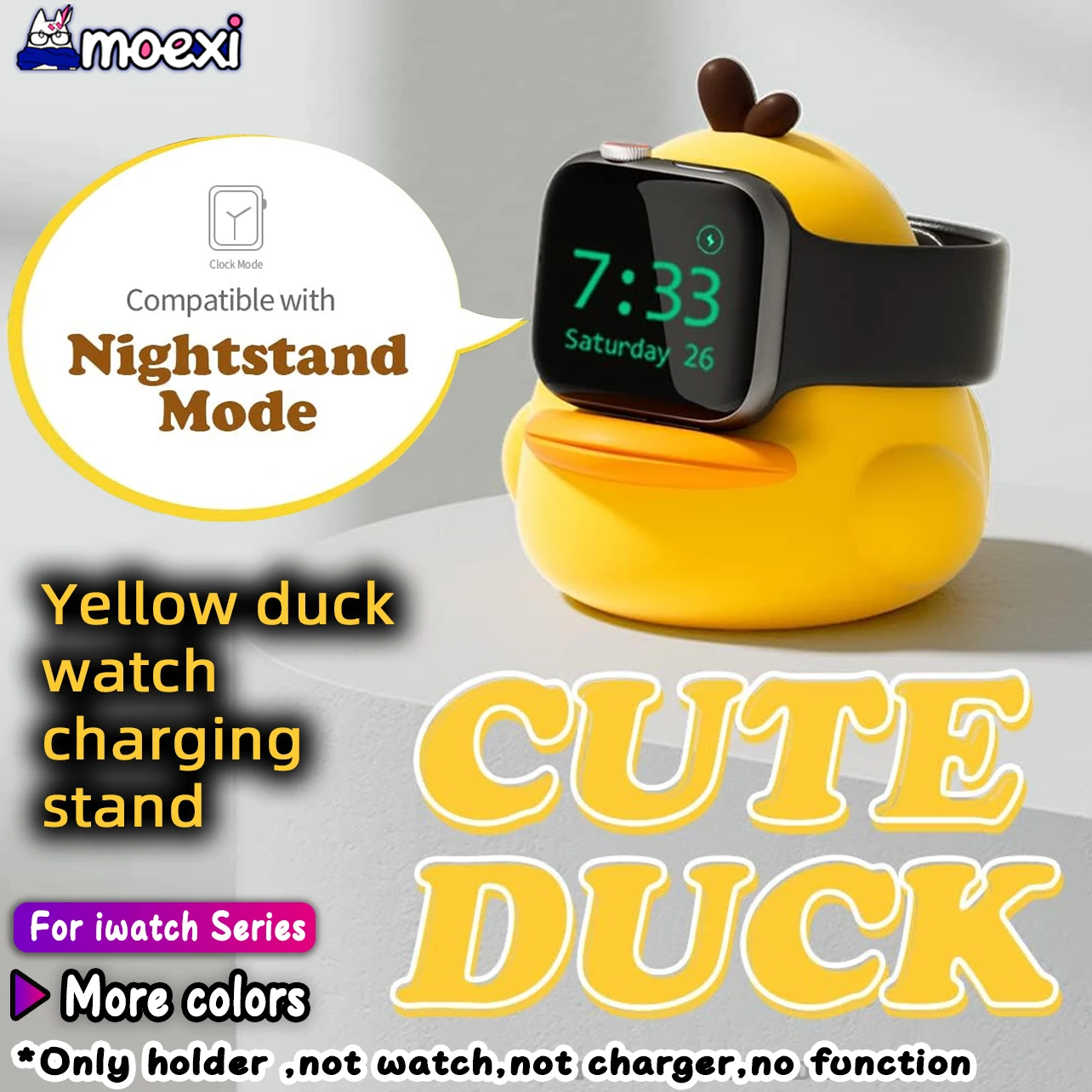 

For Hello watch series 3+ Yellow duck watch charging stand Silicone iwatch S28 ultra S11 Smartwatch Wireless Charging Cable Base