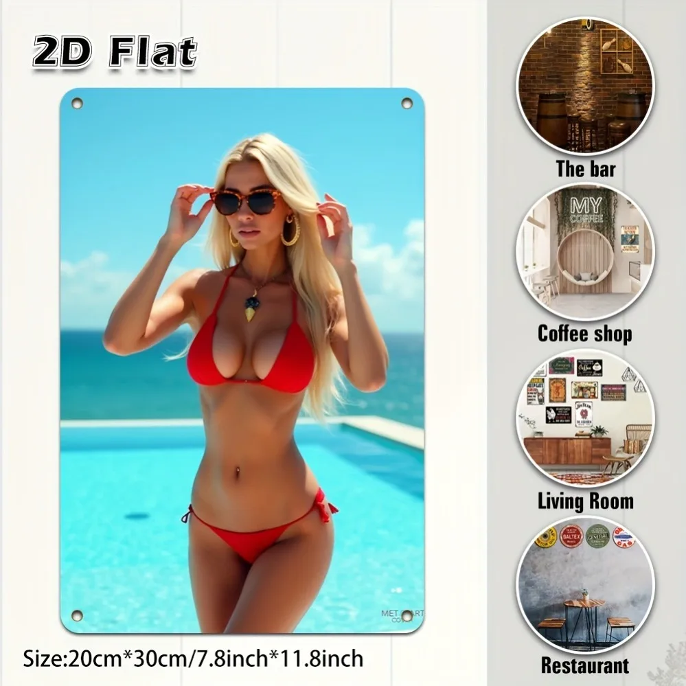 

2D Fun Bikini Girl Wall Art for Home, Cafe, Bar Decor. Perfect Halloween & Christmas Gift.