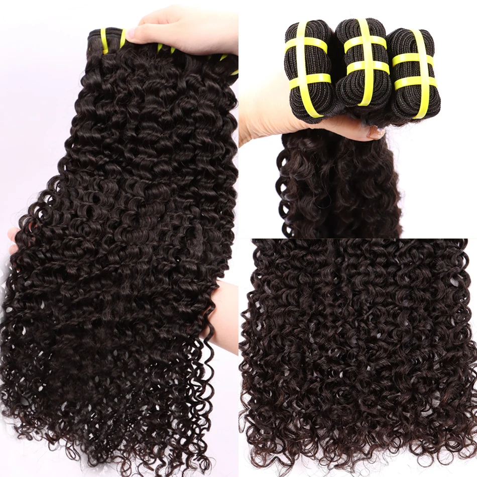 Yiwigs 10A Grade Deep Curly 100% Thick Sew In Human Hair Bundles 10-30 inches Black 3 Bundle Deals Raw Hair Weave Extensions