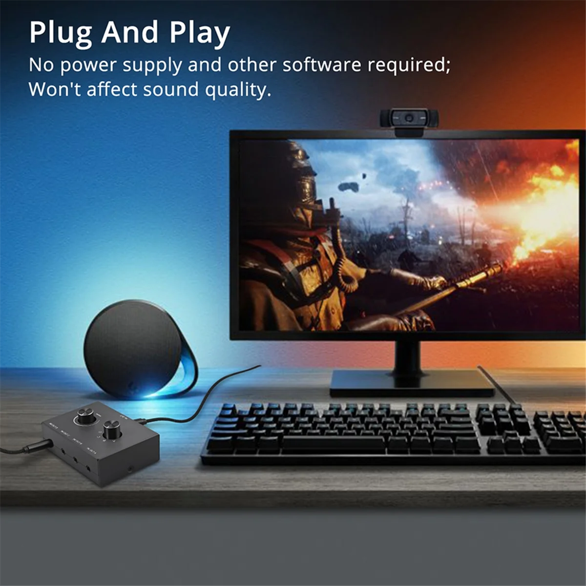 Conmutador de Audio con conector de 4 vías y 3,5mm, caja divisora de interruptor de Audio bidireccional estéreo, amplificador de auriculares 4 en 1 salida