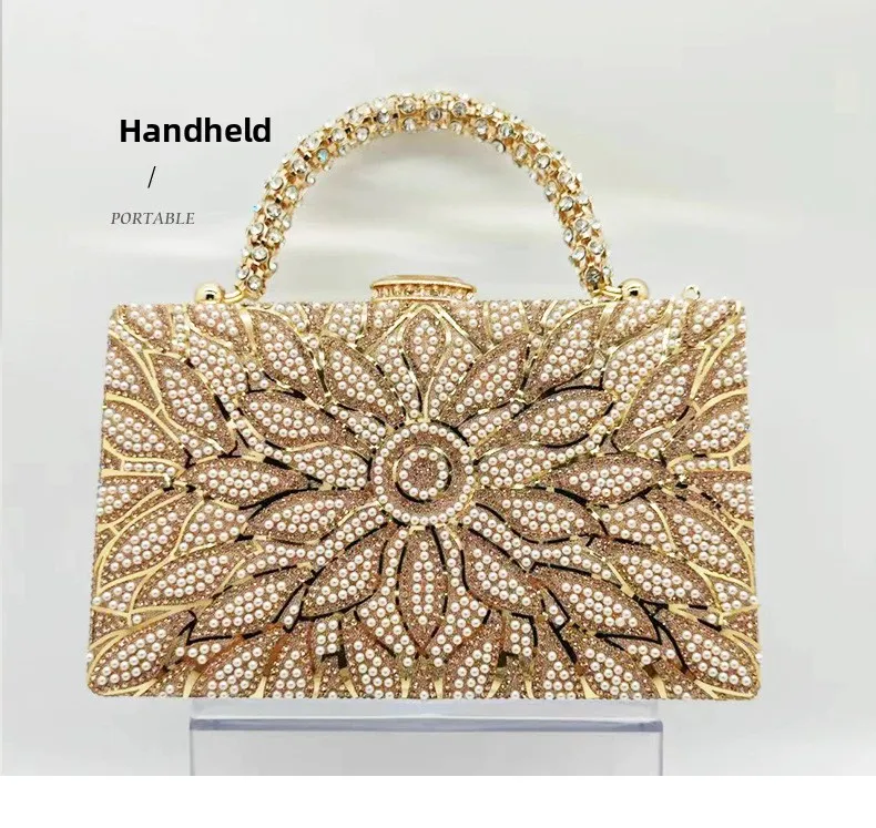 

Ele Diamond Embedded Evening Bag Simple Faion Luxury Sle Women's Handbag Square ape Handheld Bag for Par