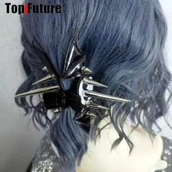 Streetwear Gothic Spike Hair Grab Punk Hip Hop Handmade Leather Bat Devil Clip Women claw Party Hair Accessories