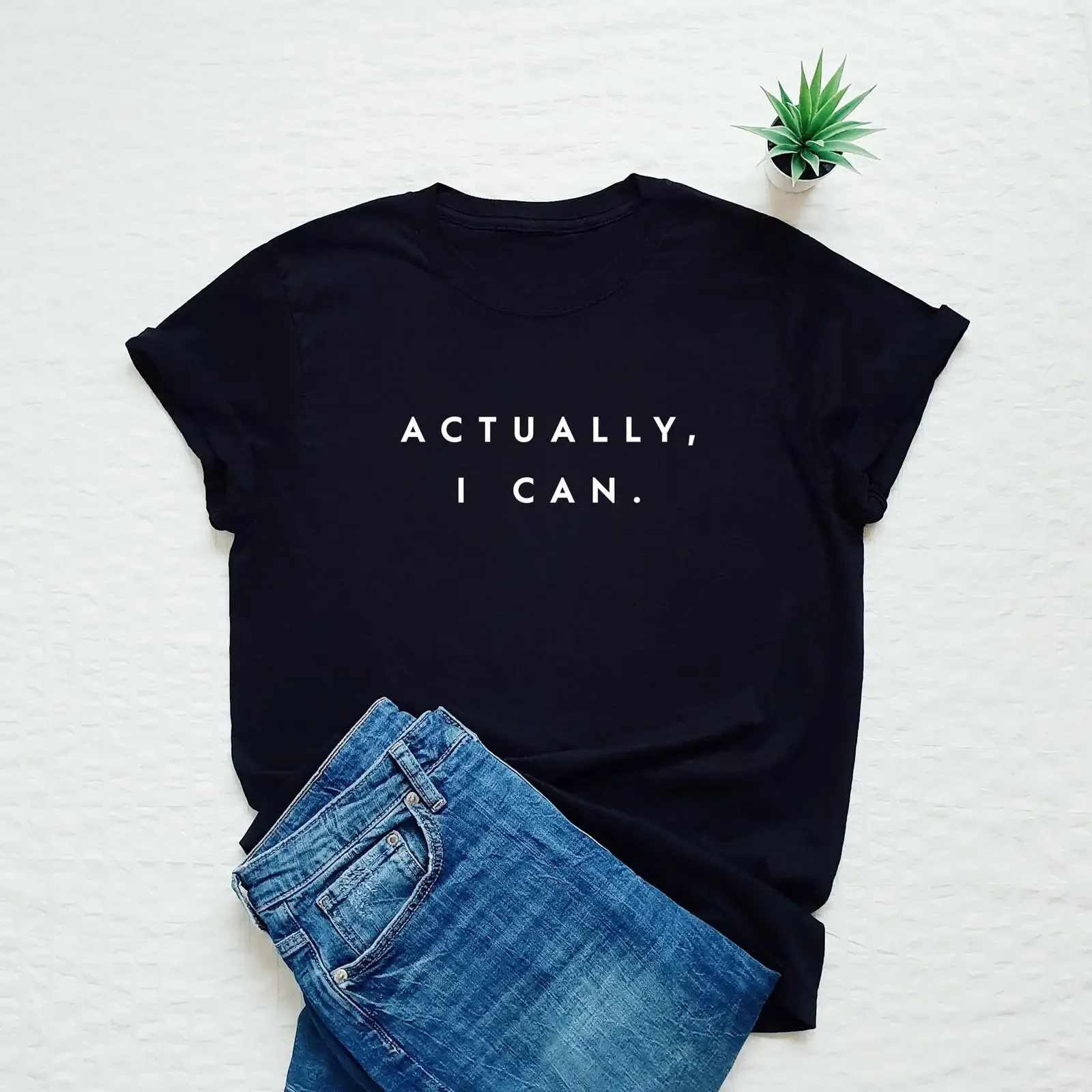 FeminisT T Shirt Actually I Can empowering feminism girl power women empowerment gift for her vintage Washed Slightly Unisex