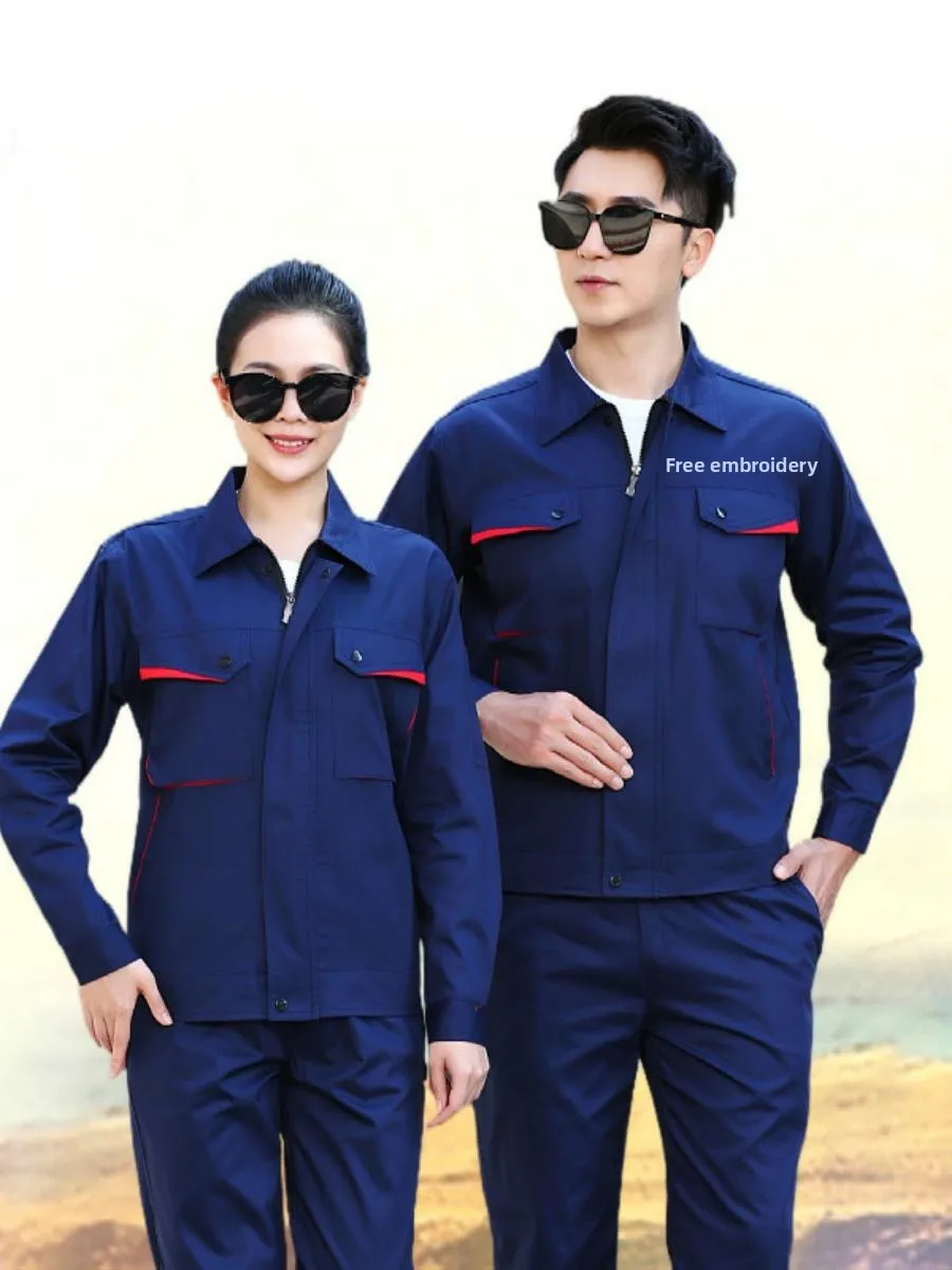 

Мужской летний рабочий костюм из чистого хлопка с длинными рукавами, износостойкий, для строительных работ и авторемонта, с возможностью нанесения логотипа.