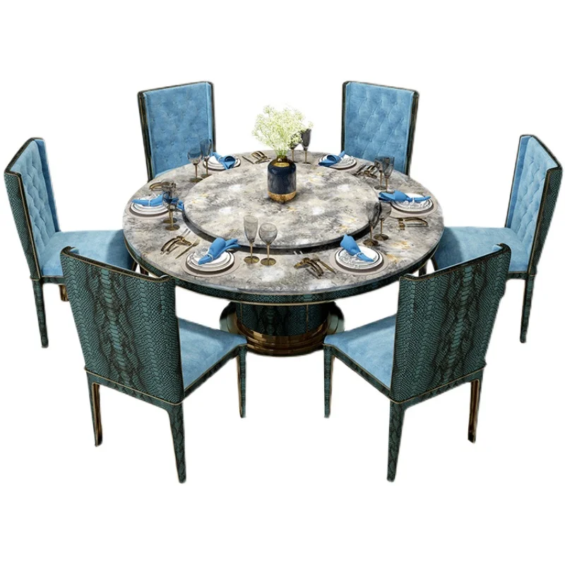 

Post-Modern Italian Mild Luxury Marble Dining Tables and Chairs Set High-End