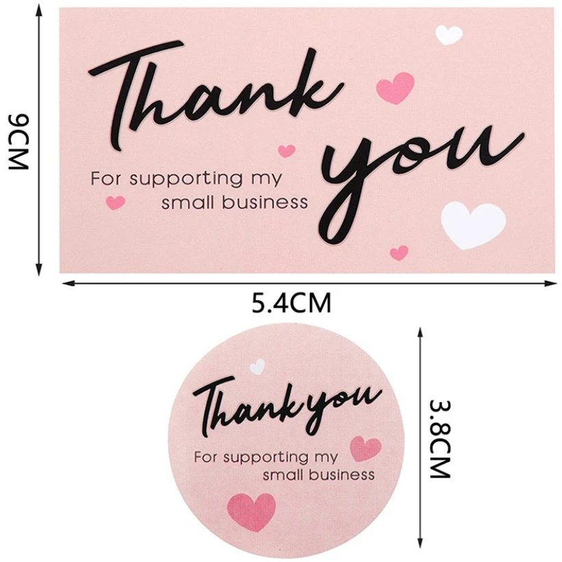 Pink Thank You for Supporting My Small Business Sticker 38mm Seal Labels Gift Cards Packaging Decoration