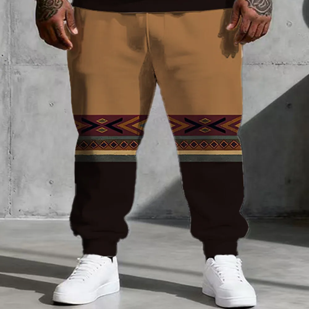 Ensemble sweat à capuche grande taille S-9xl avec ambiance ethnique – 2 pièces tendance, matériau respirant, motifs tribaux rétro