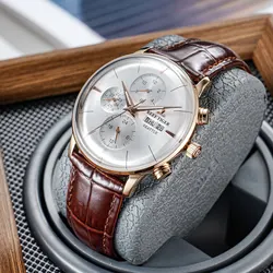 Reef Tiger RT Top Luxury Men's Watch White Dial Multi-Function Mechanical Wristwatch Relogio Masculino RGA1699