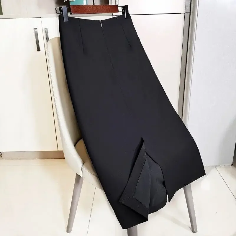 Black skirt female summer and autumn 2024 new high-grade fashion temperament Joker professional skirt suit A straight skirt