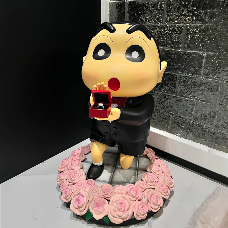 

41CM Anime Proposal Crayon Shin-chan Figure Nohara Shinnosuke GK Fashion Creative Model Room Decor Wedding Gift Girlfriend Props