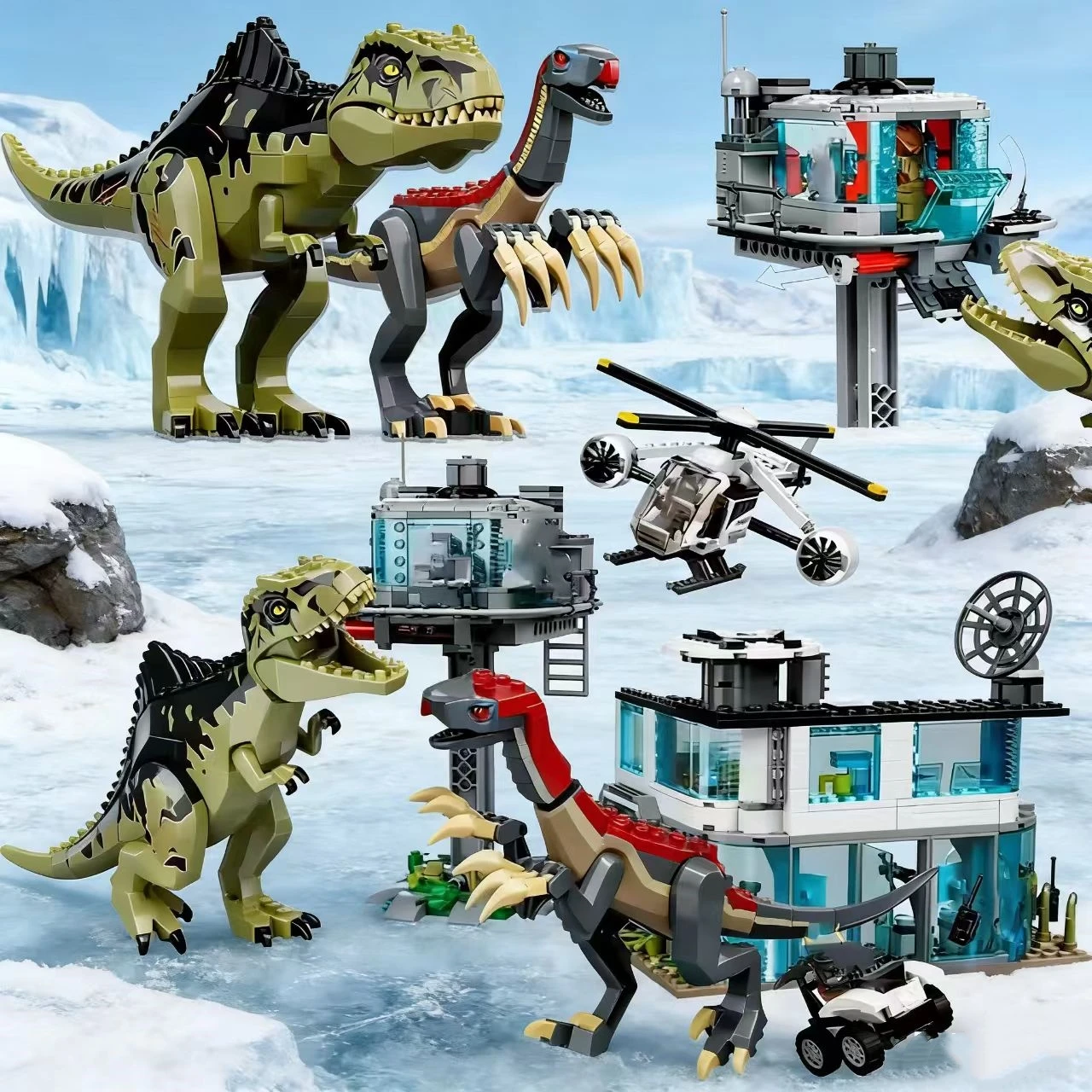 

Совместимые бренды, наборы кирпичей, серия «Мир динозавров», строительные блоки 76949, Giganotosaurus Therizinosaurus Park, детские игрушки