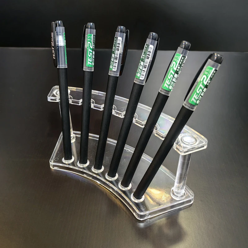 1pcs 6 Slots Clear Acrylic Pen Holder Display Stand Makeup Brush Holder Organizer Rack Eyebrow Stationery Storage Shelf