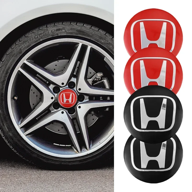 4PCS Honda Car Wheel Center Cap Metal Badge Sticker 56mm for Honda Civic Accord Car Wheel Decoration Sticker 