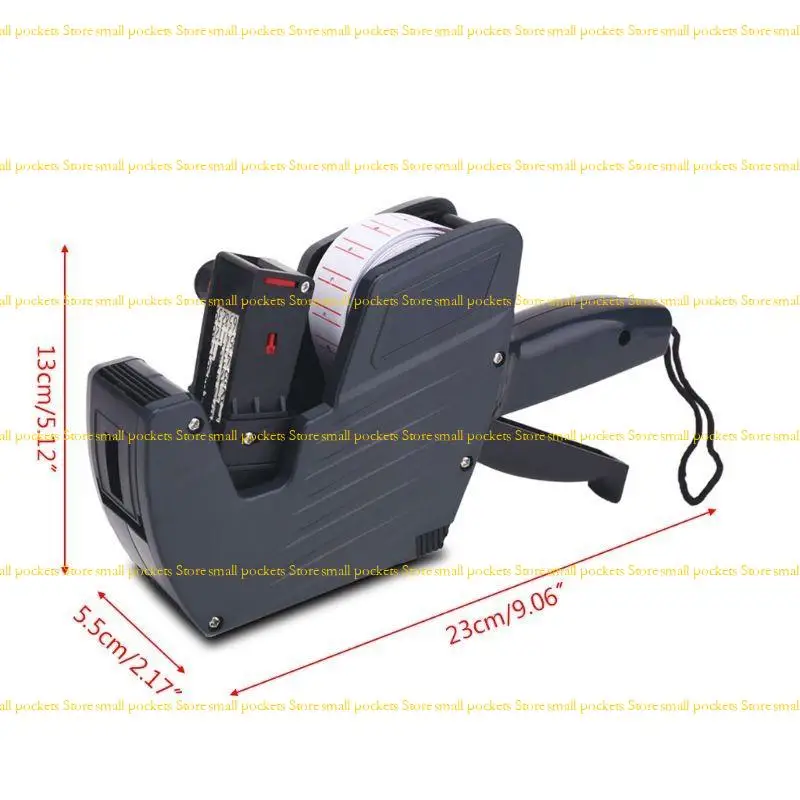 R1WD 8 Digits Price Tag Labeler Labeller with Red Lines Label Paper for Retail Store Pricing Display Tool + Roller