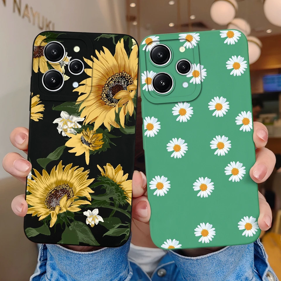 Cases For Xiaomi Redmi 12 Beautiful Sunflower Antifouling Phone Cover Protective Drop-Resistant Shell For Redmi12 Soft TPU Funda