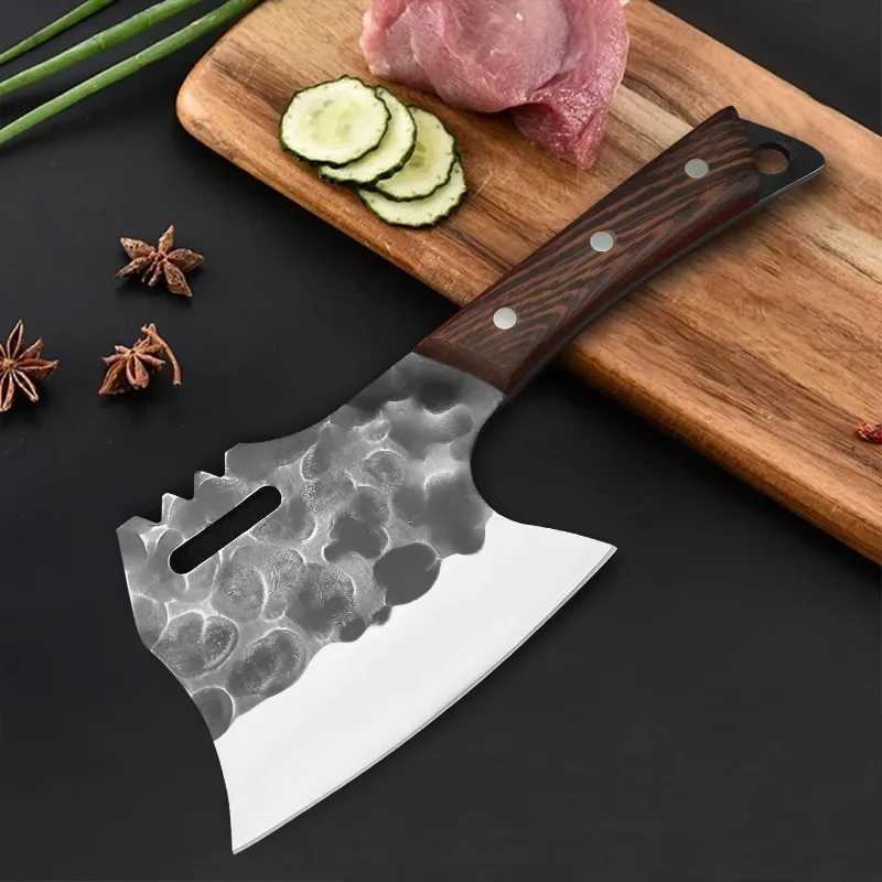 Thickened DE53 steel outdoor full Tang chef knife, killing fish slicer knife Jungle camping knife, hiking trail chopping knife