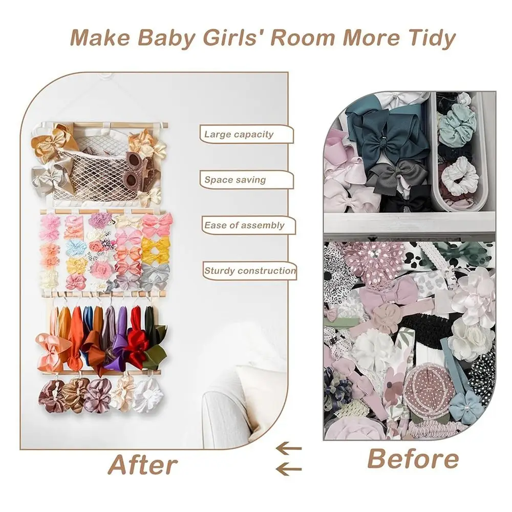 1 مجموعة سعة كبيرة عقال الشعر تخزين الرف الفضاء إنقاذ هوك حتى عقال حامل عرض خشبي الديكور #3