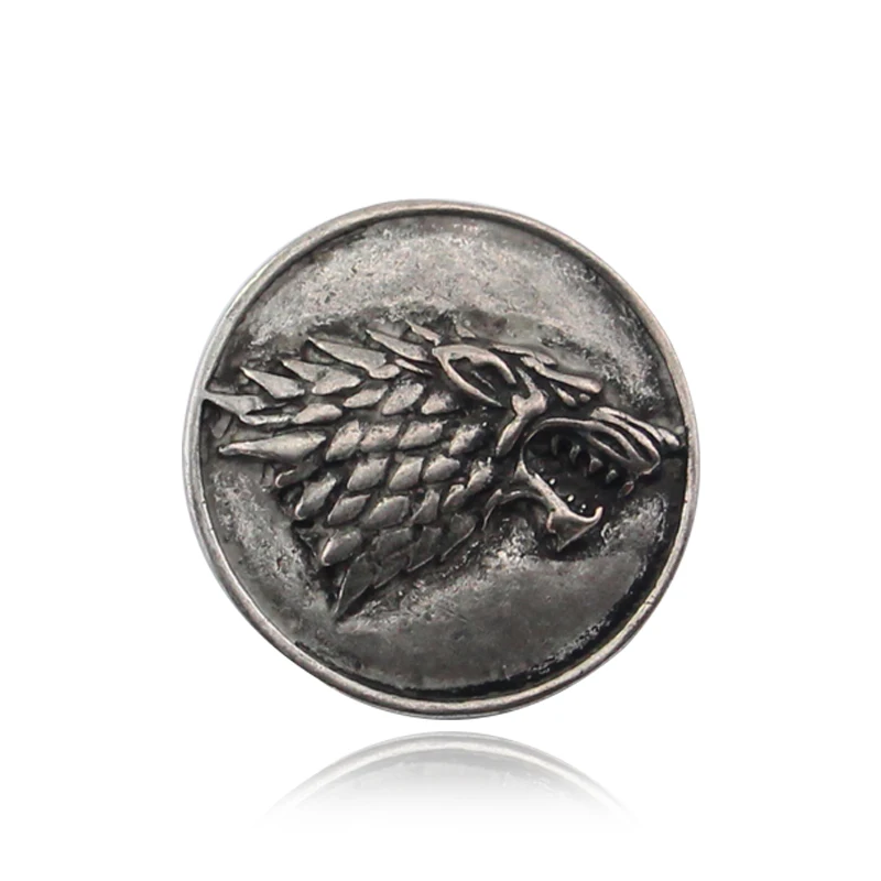 Stark Wolf Enamel Pin Direwolf House Stark Brooch Dragon Hand of Kings Badge for Movie Jewelry Fans Gift