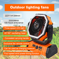 20000mAh Remote Portable Fan With Outdoor camping LED Light Hook USB Charging Desk Fan for Hiking Fishing Picnic Emergency