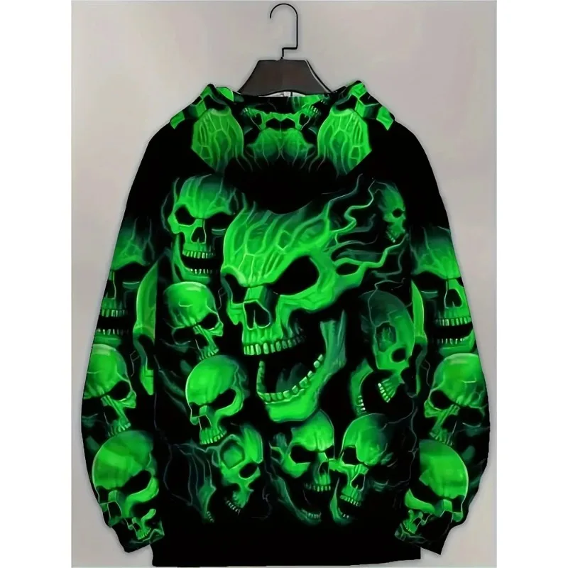 2025 Spring Summer 3D Skull Printed Men's and Women's Hoodies for Casual Outing Daily Use with Pockets Unisex Streetwear