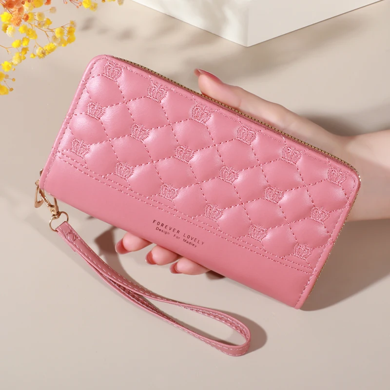 محفظة طويلة مبطنة للنساء ، قابض حول السحاب ، محفظة عملات معدنية ، فتحات بطاقات متعددة ، حقيبة هاتف محمول ، موضة #1