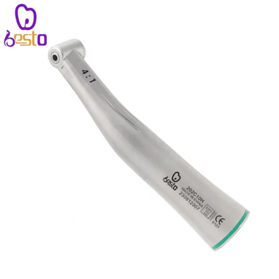 Dent al 4:1 Push Button Contra Angle Green Ring Low Speed Handpiece Stainless Steel Endodontic Handpiece for Engine Use Files