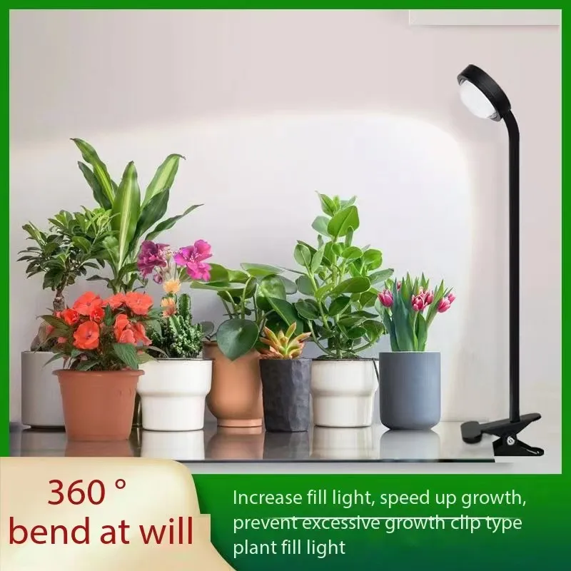 

1pc Plant LED Light Full Spectrum Grow Light Timer Control Desktop Clip Phyto Lamps Movable Succulent Plant Light