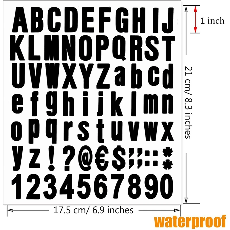 770 Pieces 10 Sheets Self Adhesive Vinyl Letters Numbers Kit, Alphabet Number Stickers For Mailbox (Black, 1 Inch)