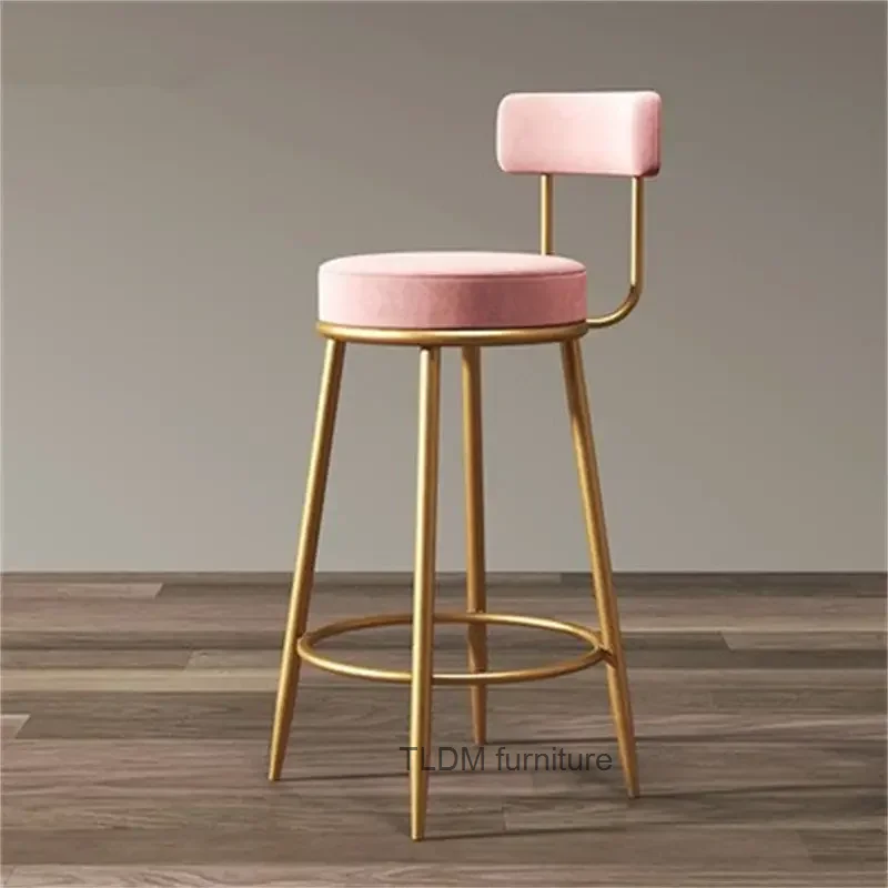 

2PS Metal Modern Bar Stools Luxury Nordic Comfy Accent High Dining Room Chairs Floor Kitchen Sillas Comedores Furnitures MQ50BY