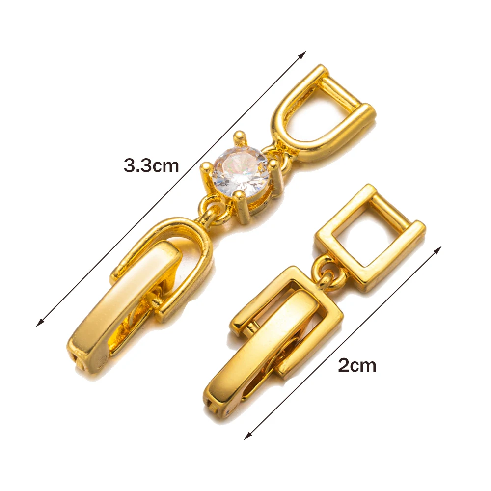 5pcs White Gold Plated Cubic Zirconia Necklace Bracelet Extenders Clasp Closures for DIY Jewelry Watch Band Making Supplies