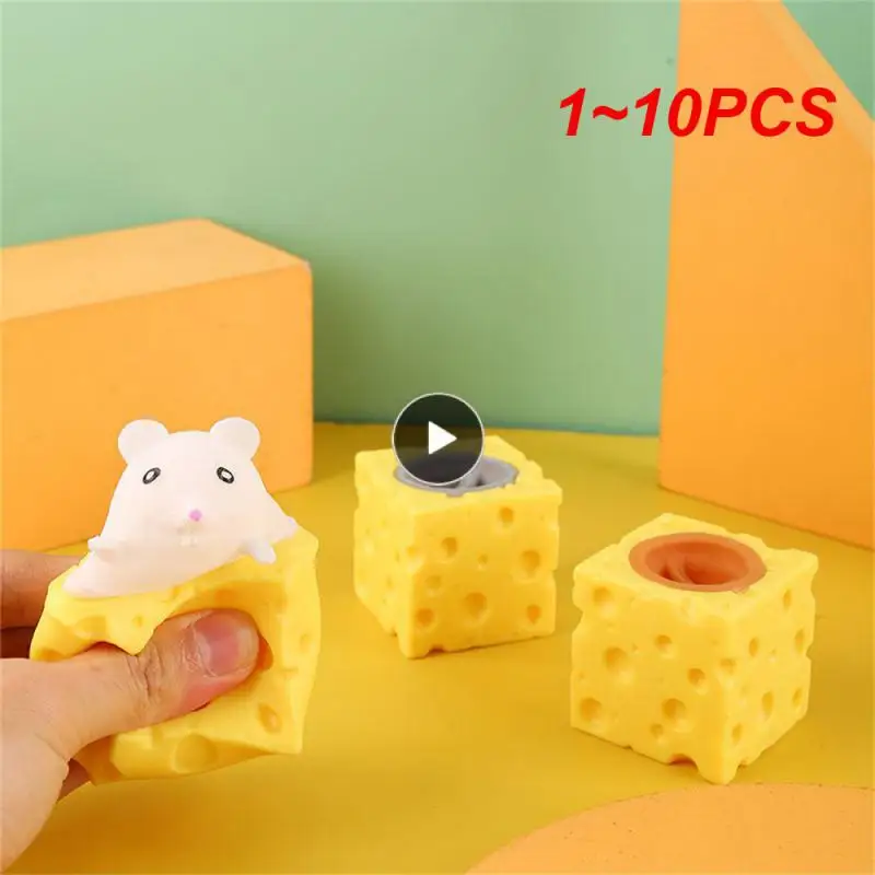 

1~10PCS Stress-relieving Pet Cheese Mouse Cheese Pinch Fun Stress Ball Vent Squirrel Cup Prank Toy Fidget Toys